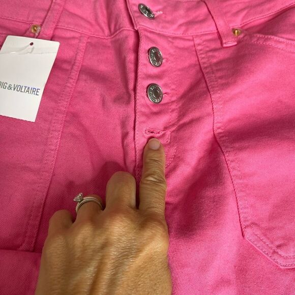 Zadig & Voltaire Londa Denim Jeans Pink 25 NWOT Missing one button - Picture 6 of 12